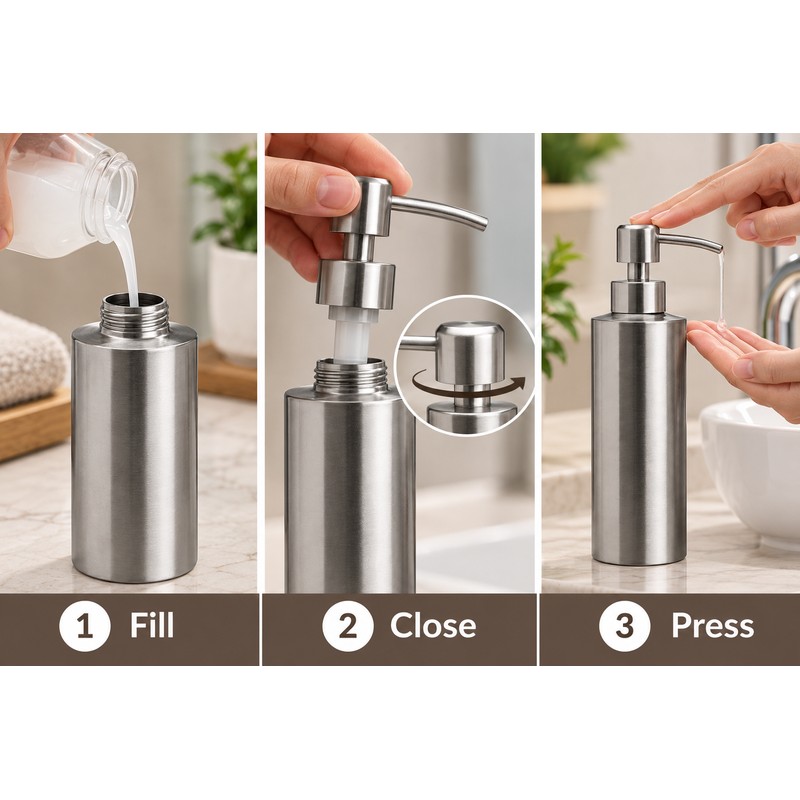 Countertop Soap Dispenser for Kitchen & Bathroom – Metal Pump