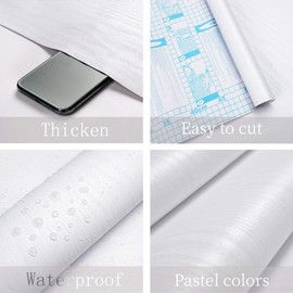 Heroad Peel and Stick Wallpaper 17.5" x 393" Wood Contact Paper Wood Wallpaper White Wood Grain Contact Paper Thicken Textured for Cabinets and Drawers Countertops Waterproof Self Adhesive Vinyl