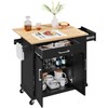 Yaheetech Rolling Kitchen Island Cart with Drop Leaf, Portable Rubberwood