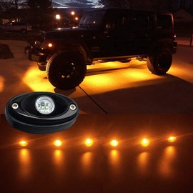 GCD 6 Pods Amber LED Rock Light Kit LED Neon Lights for Jeep TJ JK UTV ATV SUV RV Off Road Ranger Camper Boat Underglow Lamp Truck Trail Fender Bed Lighting Under Body Light Footwell Waterproof