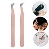 WOONEKY 2pcs Stainless Steel Eyelash Tweezers for Lash Extensions Curved