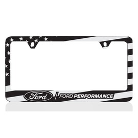 Ford Performance American Flag Patriotic Black UV Printed Metal License Plate Frame