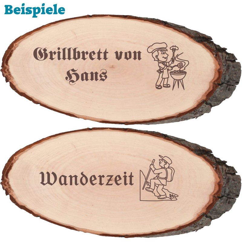 Geschenkissimo Bark Board XXL with Engraving, Name + Motif, Oval