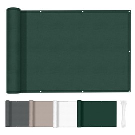 HENG FENG Balcony Privacy Screen, 90 x 300 cm, PES Weatherproof Balcony Cladding, 95% UV Protection, Balcony Cover with Cable Ties, Dark Green