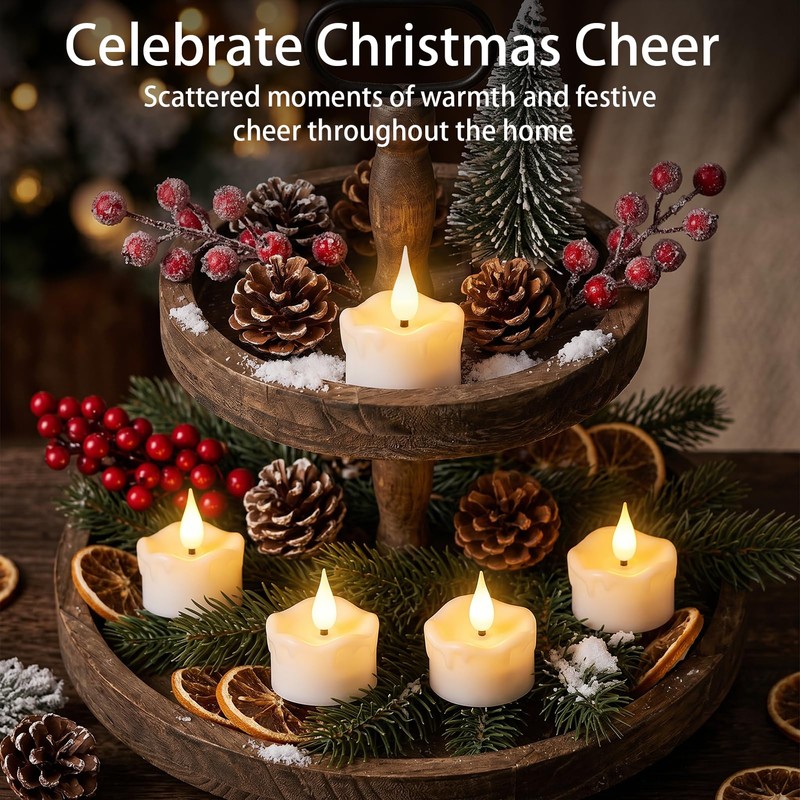12 Pack Flameless Tea Light Candles with 6 hours Timer,