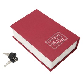 Book Safe Storage Box with Keys Stainless Steel Secret Hidden Book Shape Case for Home Office Shop School Dormitory Red