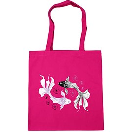 Hippowarehouse Gold fish cherry blossom print Tote Shopping Gym Beach Bag 42cm x38cm, 10 litres