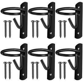Dunzy 6 Pcs Bucket Hooks for Horses Equestrian Bucket Hook Metal Water Bucket Hangers Horse Stalls Feed Bucket Barn Farmhouse Supplies (Black)