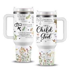 Christian Gifts for Women - Stainless Steel 40 Oz I Am a Child of God Gifts for Women Tumbler with Handle - Mothers Day, Birthday Gifts for Women, Christian Faith Jesus God Bible Verse Religious Gifts