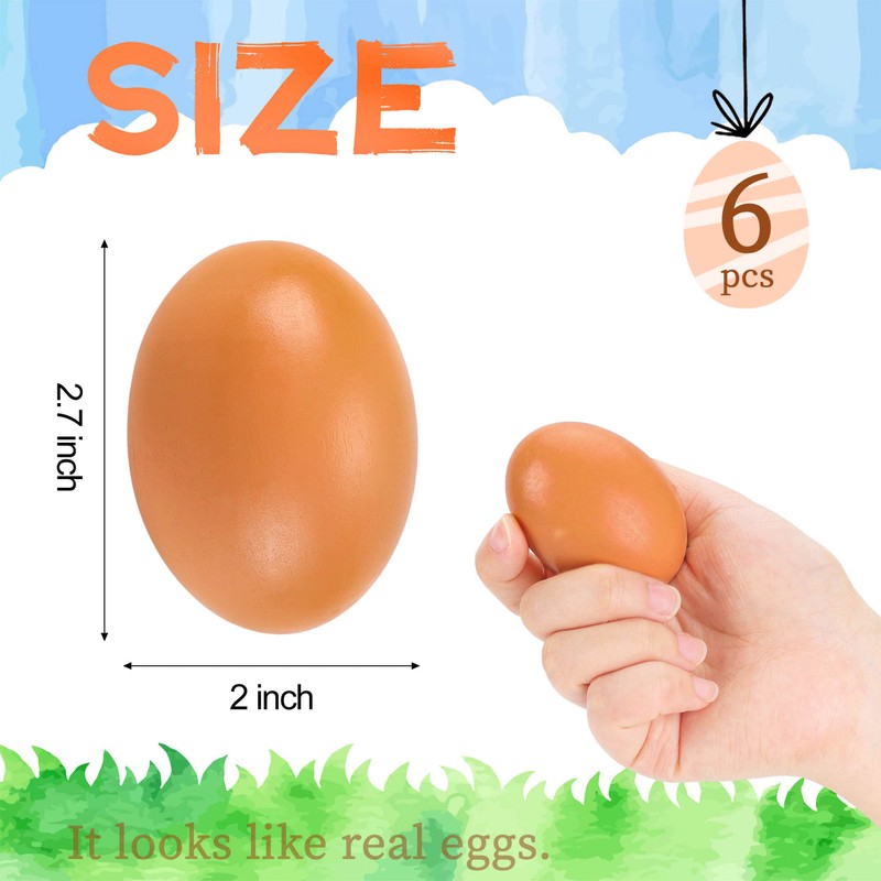 YunKo 6PCS Wooden Eggs Fake Egg Chicken Coop Accessories Easter