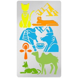 UNICRAFTALE 1 Piece Metal Stencil Stainless Steel Egyptian Painting Metal Template Egyptian Pattern Elements Hieroglyphs Stencil for Journaling Stencils for Wood Carving Drawing Scrapbooking