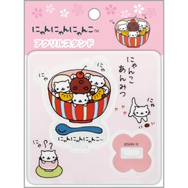 San-X San-X Characters Acrylic Stand Nyan Nyan Nyanko FR77804 H3.3 x W3.3 x D0.1 inches (85 x 85 x 3 mm)