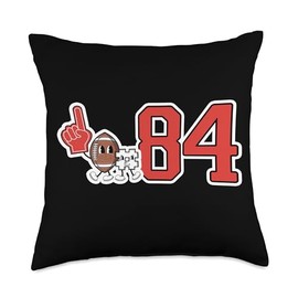 Retro Football Player Apparel Retro Red Foam Finger Football Player #84 Throw Pillow, 18x18, Multicolor