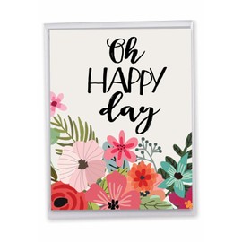 The Best Card Company - 1 Large Birthday Card with Envelope (8.5 x 11 Inch) - Fun Celebration Card for Birthdays - Optimisms J6631GBDG