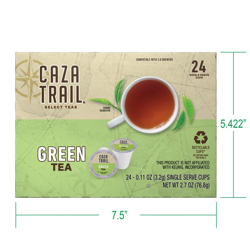 Caza Trail Green Tea Pods, Single Serve (24 Count)