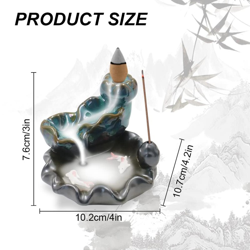 Ceramic Incense Burner, Waterfall Flowing Incense Holder, Exquisite Incense Cone