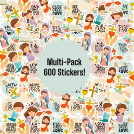 Joyful Artistry 600 PCS Christian Stickers- Religious Stickers for Kids, Prayer Board Supplies, Christian Party Favors and Jesus Stickers (600)