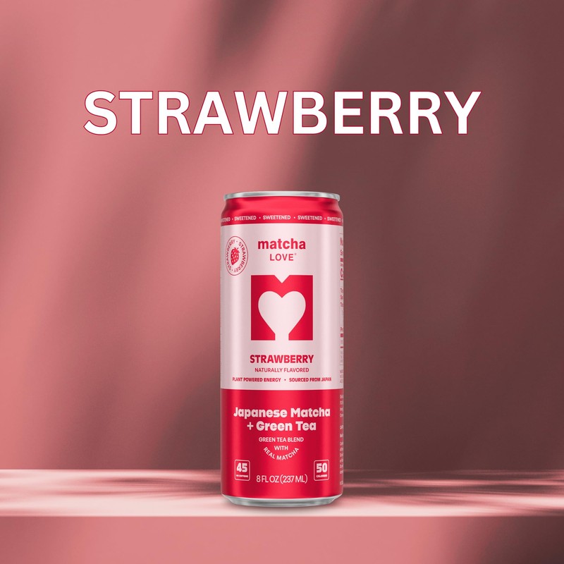 matcha LOVE Strawberry Matcha + Green Tea, Sweetened, 8 Ounce