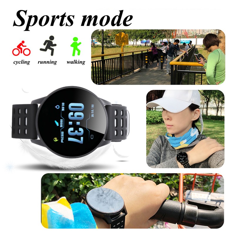 SUNROAD Heart Rate Monitoring Blood Pressure Waterproof Smart Sports WatchBlack