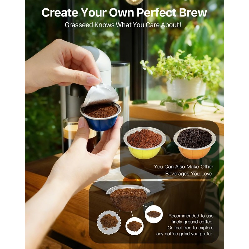 Grasseed 100Pcs Aluminum Foil Lids to Reuse Nespresso Pods, Pod
