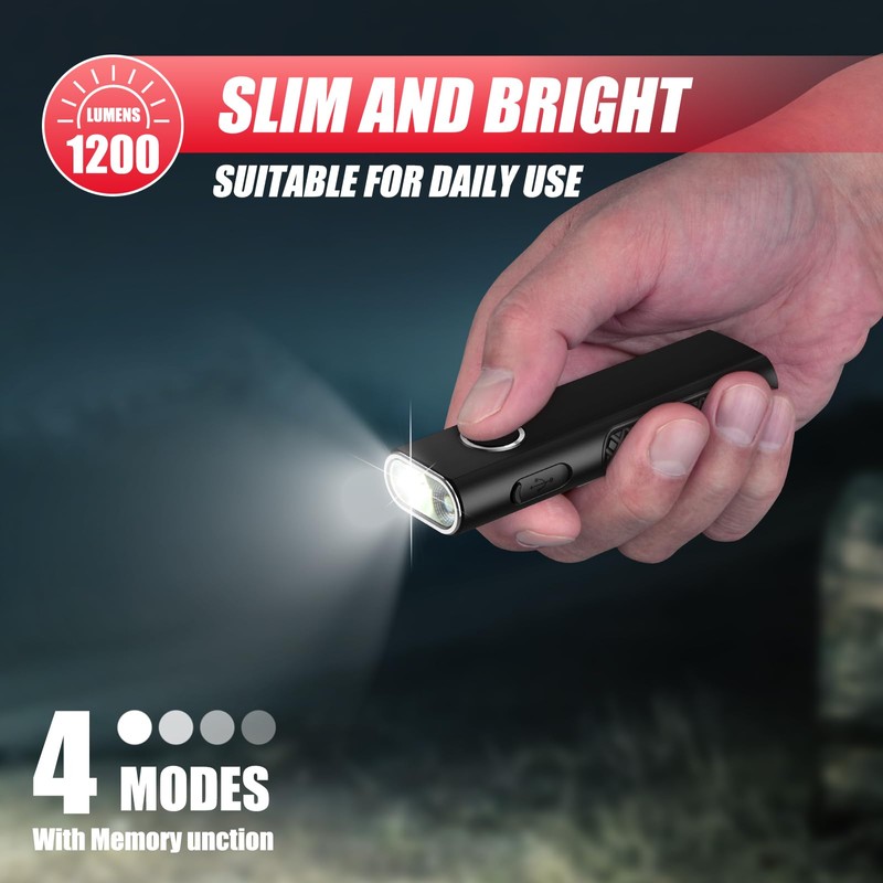 ULTRAFIRE Flat EDC Flashlight with White Light, UV and Red