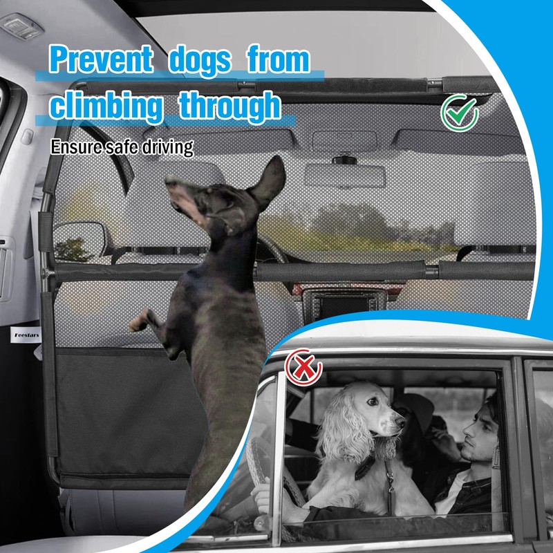 Feestars Dog Barrier for SUV Truck,56" Car Divider for Pet,