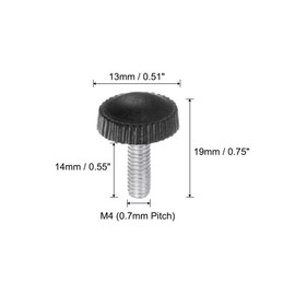 QUARKZMAN 20 Stück M4 x 14mm Gewindeknöpfe mit gerändeltem Griff, Daumenschraubenklemmknöpfe, Kunststoffgriff, Handknöpfe mit Gewindestift, schwarz