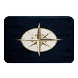 Feelyou Compass Print Bathroom Rugs 20"x32" Kids Nautical Theme Bath Rugs for Shower Tub Boys Girls Ocean Voyage Bath Mats for Bathroom Geometric Circles Pattern Bathroom Accossories Sea Adventure