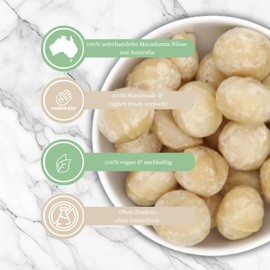 1001 Frucht Macadamia Nuts Unsalted Macadamia Kernels 250 g Whole Nuts without Shell I Natural Nuts Raw Food Quality from Australia without Additives I Fresh Nuts Untreated