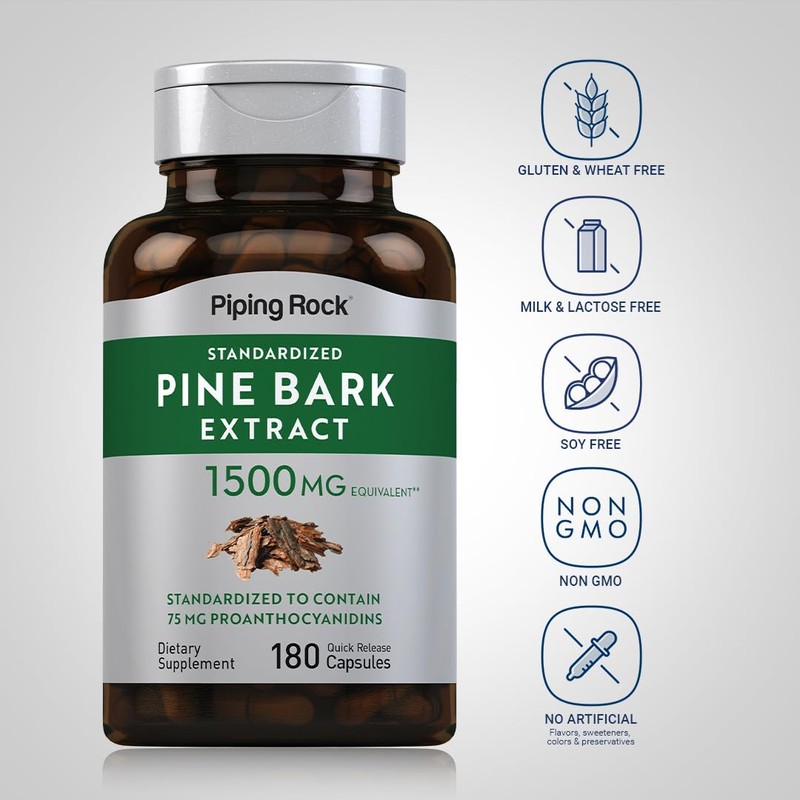 Piping Rock Pine Bark Extract Capsules | 1500mg | 180