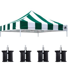 Eurmax USA New 10x10 Pop Up Canopy Replacement Canopy Tent Top Cover, Instant Canopy Top Cover ONLY, Choose 30 Colors,Bonus 4PC Pack Weight Bag (Stripe Green)