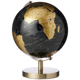 SC Gifts Lesser & Pavey Black and Gold Rotating World Globe 19cm,Gold & Black