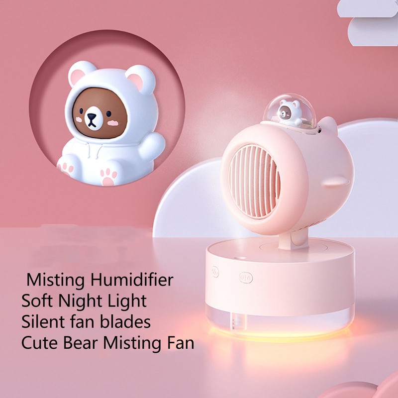 Mini Bear Cooling Fan USB Charging Misting Desktop Fan Table