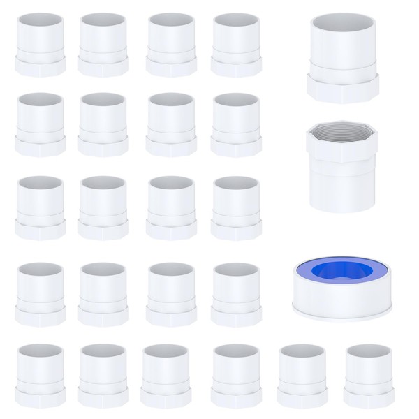 30 PCS 3/4 Inch White PVC Pipe Fitting, 3/4'' NPT