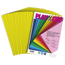 PLAY-CUT Coloured Card A4 Canary Yellow (220 g/m²) | 20 Sheets DIN A4 Craft Card Colourful | Thick Printable Cardboard Paper | Premium Printer Paper Thick Thickness | Cardboard for Crafts