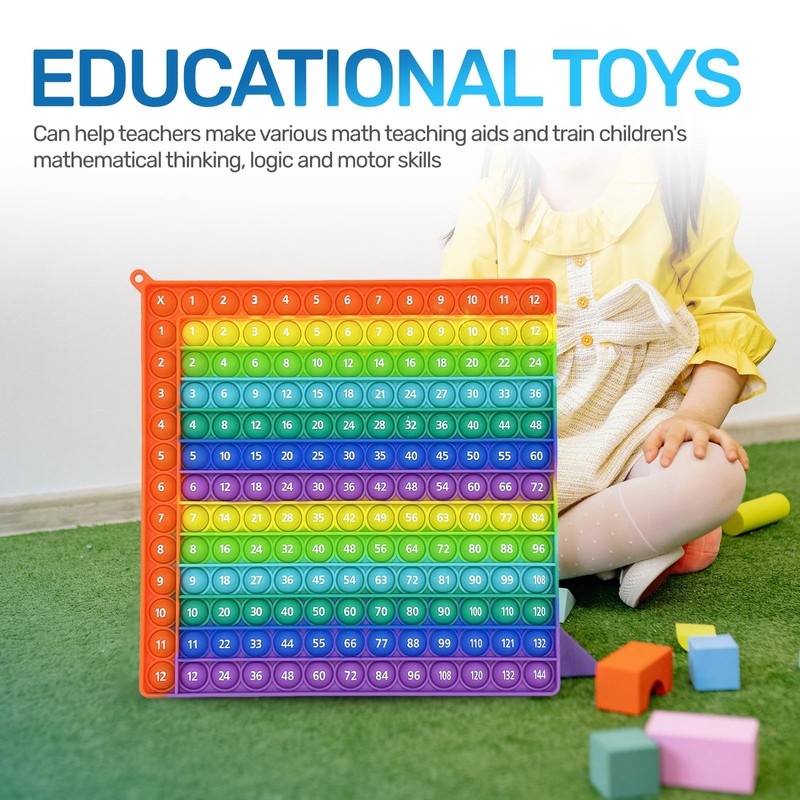 Times Table Poppet 12x12 Math Fidget Toy, Double-Sided Multiplication Popper,
