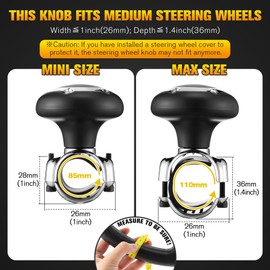 2Pack Vehicle Power Handle Car Steering Wheel Spinner Accessory Knob, Universal Fit for Cars, Trucks, Tractors, Mowers, Forklifts, Boats, Easy Grip Spinner for Comfortable One Handed Steering (Black)