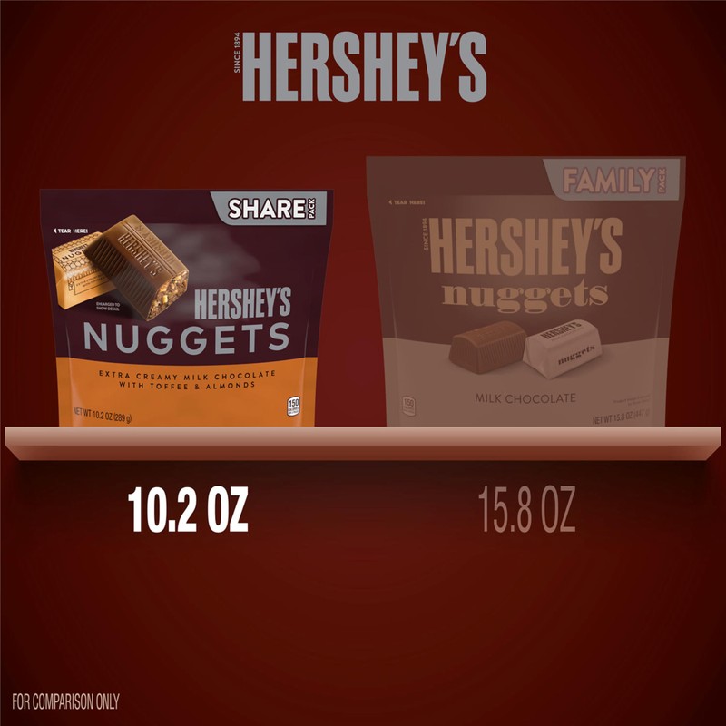 HERSHEY'S NUGGETS Milk Chocolate, Toffee and Almonds Candy Share Pack,