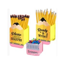 Pencil Dispenser AZY – 3-Piece Pencil Holder for Classroom Set with Eraser Dispenser, Pencil Dispenser for Classroom, Teacher Desk Organizer