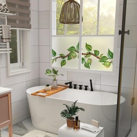 DKTIE Window Film Decorative Nature Easy Apply Come with Tools Creative Horizontal Pattern Design Frosted Glass 2 Way Privacy Window Film (U614, 17.7in X 78.7in)