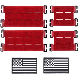 TAXATM 4 pcs Molle Panel with Laser Cutting Loop, Molle Display Holder for Backpack, 6X3 and 3X3 Mini Patch Board Include American Flag Patch (Red Set)