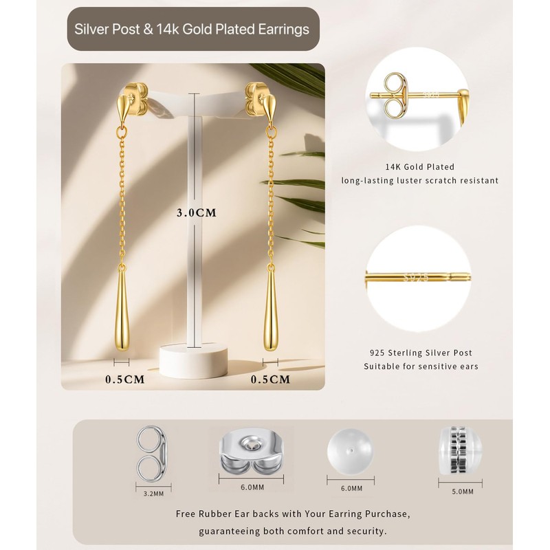 RANEECOCO 925 Sterling Silver Posts | 14K Yellow Gold Plated