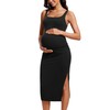 CRZ YOGA Women Butterluxe Sleeveless Tank Maternity Dress Split Ruched