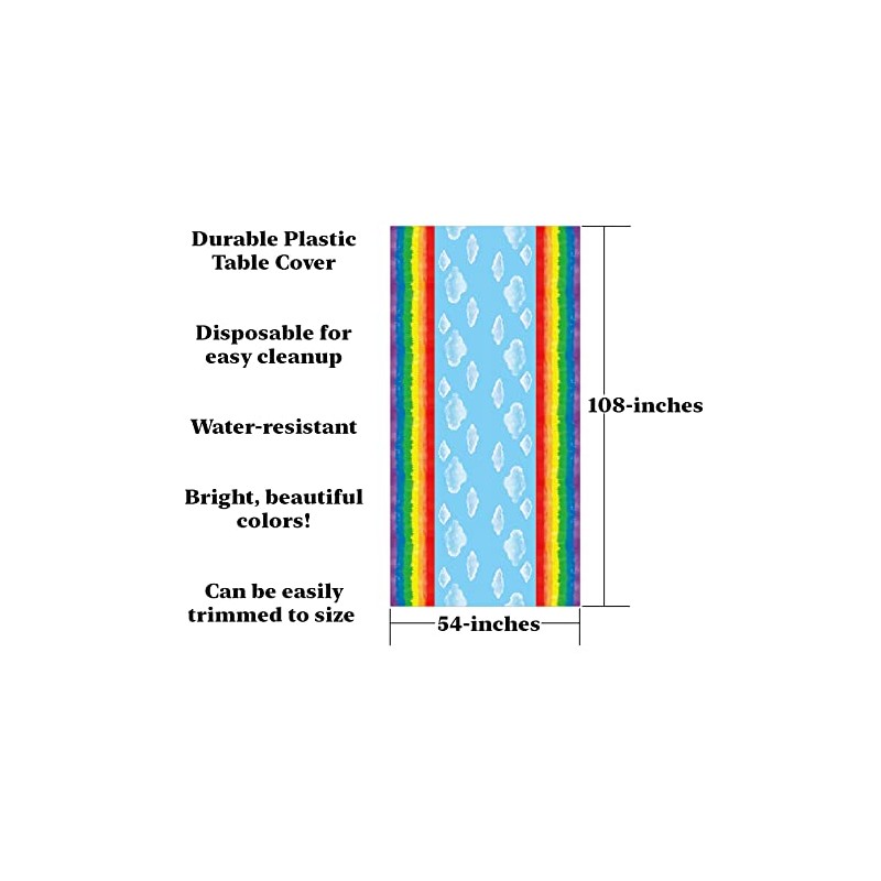 Iconikal Plastic Tablecloth Table Cover, Rainbow, 54 x 108-inches, 3