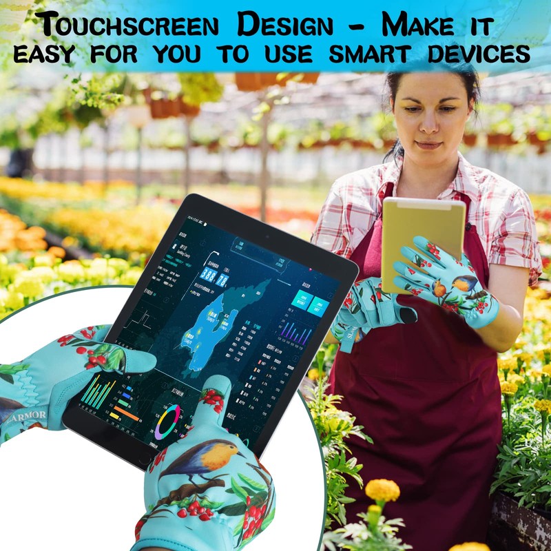 SLARMOR Leather-Gardening-Gloves for Women - Thorn-Proof Work-Gloves with Touch Screen