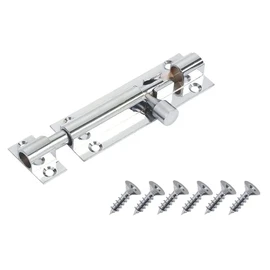 SISI UK® 75mm Door Bolt, Polished Chrome Barrel Door Bolt Lock, Door Latch with Screws, Ideal Door Locks for Internal & External Doors for Bedroom, Bathroom, Toilet, Gate, Cupboards & Cabinets