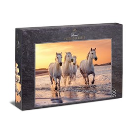 Ulmer Puzzleschmiede - Horse Puzzle Camargue Horses - Classic 500 Piece Animal Puzzle - The White Horse in the Wild in Camargue, Provence, South France