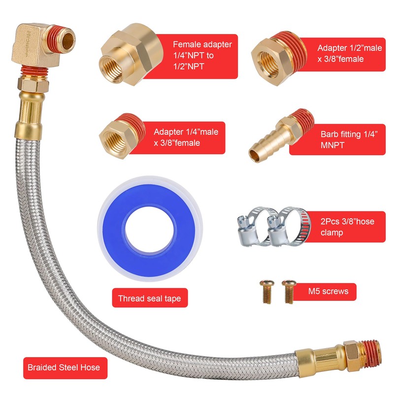 Hromee Automatic Air Compressor Tank Drain Valve Kit, 1/2" NPT