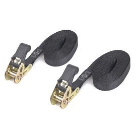 PowerTye Mfg Endless Ratchets - 1in x 10ft Easy Grip (no Hooks) - 400 lb. Working Load Limit / 1,200 lb. Break Strength - Black 2-Pack