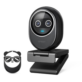 EMEET Piko+ Webcam 4K, World's First AI-Powered 4K Webcam with Dual Camera and AI Auto Focus, with 1/2.55 Inch Sony Sensor, 3 Microphones and 3 Sound Modes, Panda Privacy Cover, Ideal for Live